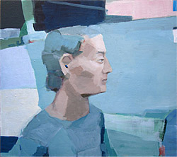Anna-Maria Kursawe Kopf vor blauem Asphalt, 2008